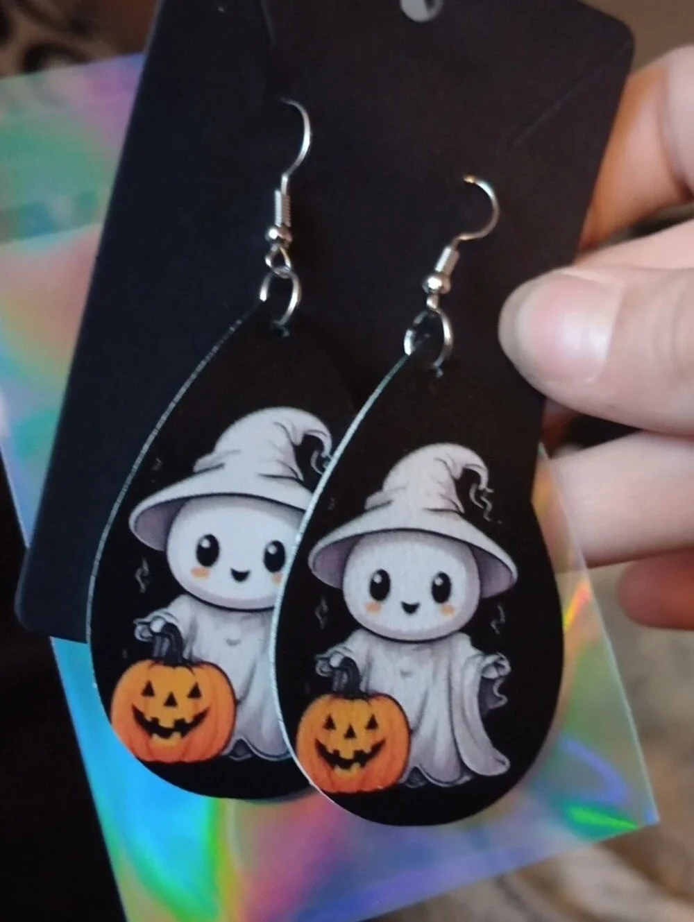 $8 Each Or Bundle 5/$20 Cute Ghost Pumpkin Teardrop Earrings - Black & Orange